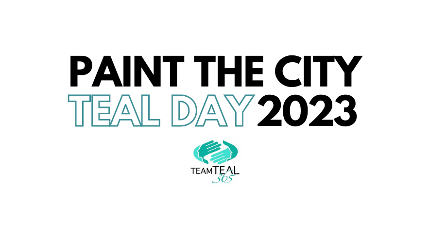 Paint the City Teal Day 2023 – Team Teal 365 Official logo for Paint the City Teal Day 2023 event, featuring Team Teal 365 emblem with teal hands.
