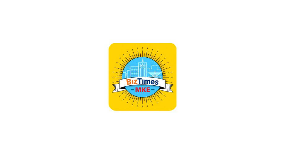 BizTimes MKE logo featuring Milwaukee skyline and sun rays on a yellow background, representing business news for Milwaukee.